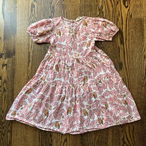 Mini Boden Kids' Leaf Print Tiered Cotton Dress (7-8Y)